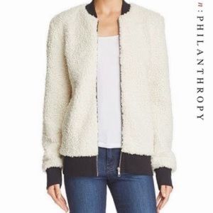 n:PHILANTHROPY IRIE SHERPA FAUX SHEARLING BOMBER SIZE LARGE